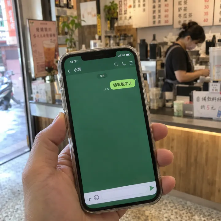 手機 LINE 對話裡傳出「領取數字人」